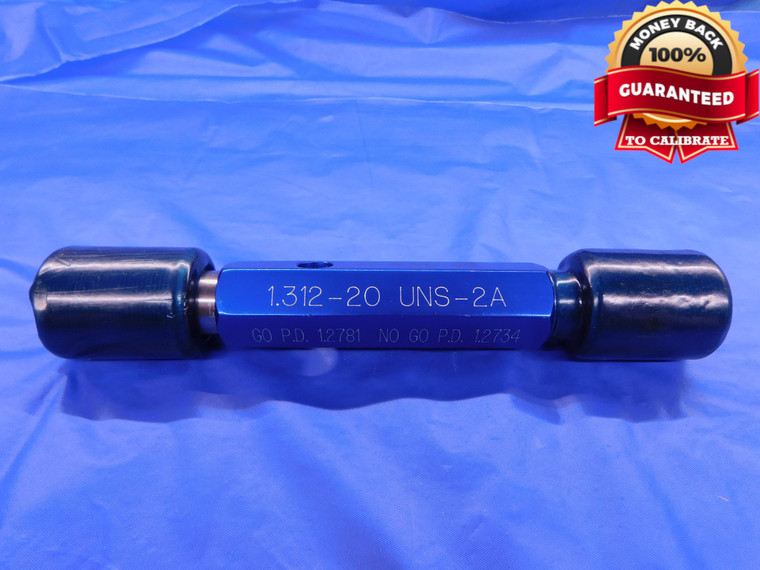 1.312 20 UNS 2A SET THREAD PLUG GAGE 1.3120 GO NO GO P.D.'S = 1.2781 & 1.2734 - DW13290AP1