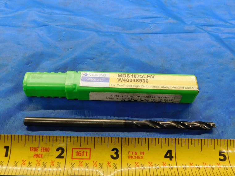 SUMITOMO 3/16 O.D. TiAlN CARBIDE COOLANT TAPER LENGTH DRILL BIT MDS1875LHV .1875 - MB3287AC1