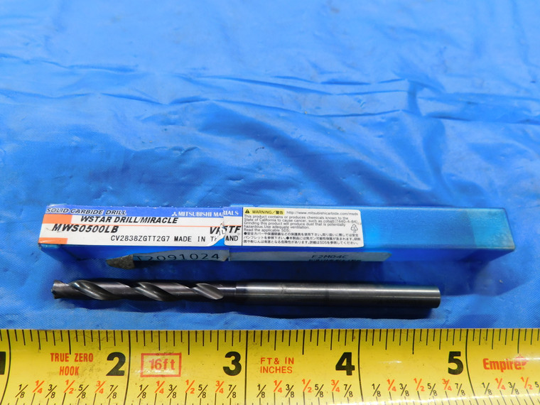 MITSUBISHI 5MM VP15TF CARBIDE COOLANT THRU TWIST DRILL BIT MWS0500LB 48MM LOC 5 - MB3403AC1