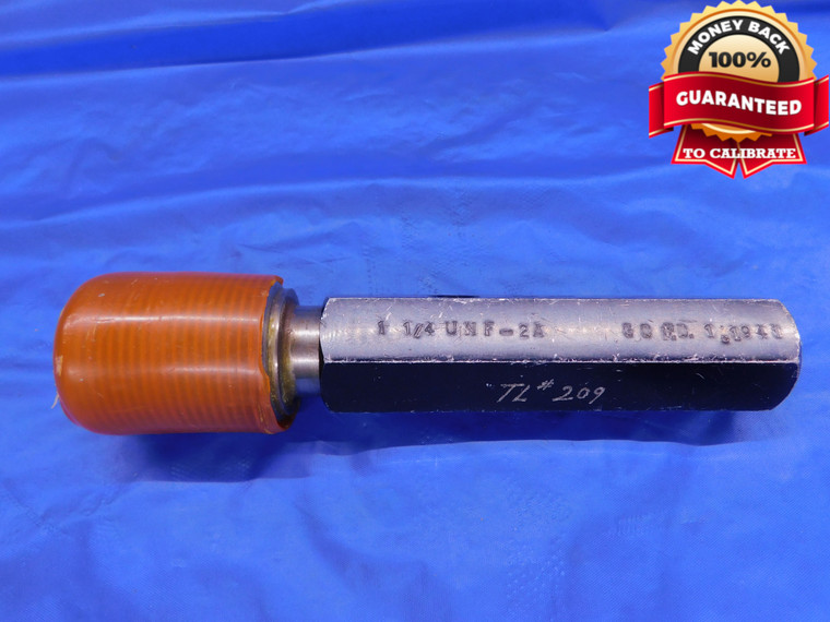 1 1/4 12 UNF 2A SET THREAD PLUG GAGE 1.25 1.250 1.2500 GO ONLY P.D. = 1.1941 - DW13382LVR