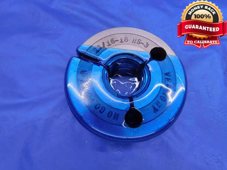 13/16 18 NS 3 VERMONT THREAD RING GAGE .8125 NO GO ONLY P.D. = .7728 INSPECTION - DW13400RD