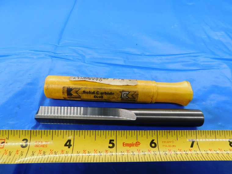 KENNAMETAL 12.674MM CARBIDE COOLANT STRAIGHT FLUTE DRILL BIT KTX0499066MM 12.674 - MB3702AC1