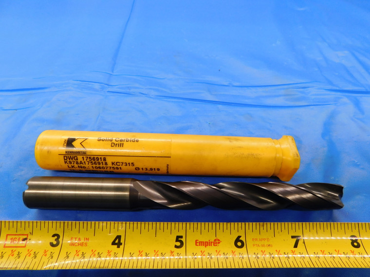 KENNAMETAL 13.919MM TiCN CARBIDE COOLANT JOBBER DRILL BIT K978A1756918 13.919 - MB3708AC1