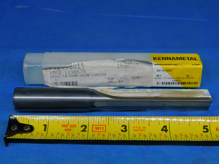 KENNAMETAL 14.5MM CARBIDE COOLANT STRAIGHT DRILL BIT B411A14500 16MM SHANK 14.5 - AR3007AC1