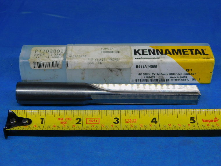 KENNAMETAL 14.5MM CARBIDE COOLANT STRAIGHT DRILL BIT B411A14500 16MM SHANK 14.5 - AR3005AC1