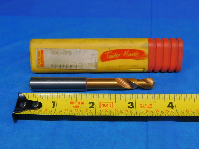 SANDVIK 8MM CARBIDE COOLANT THRU TWIST DRILL BIT TM840.4-404746 10MM SHANK 8 - AR3022AC1