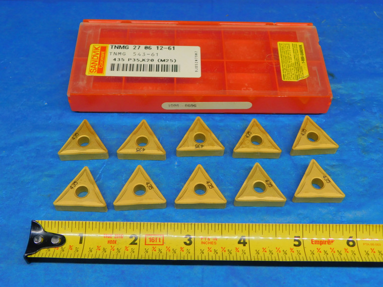 10PCS NEW SANDVIK TNMG 543-61 435 TiN CARBIDE TURNING INSERTS TNMG 27 06 12-61 - AR3192AS1