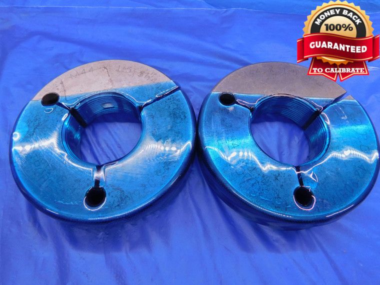 M44 X 1.5 5h4h METRIC THREAD RING GAGES 44.0 GO NO GO P.D.'S = 43.026 & 42.908 - DW13782AP1