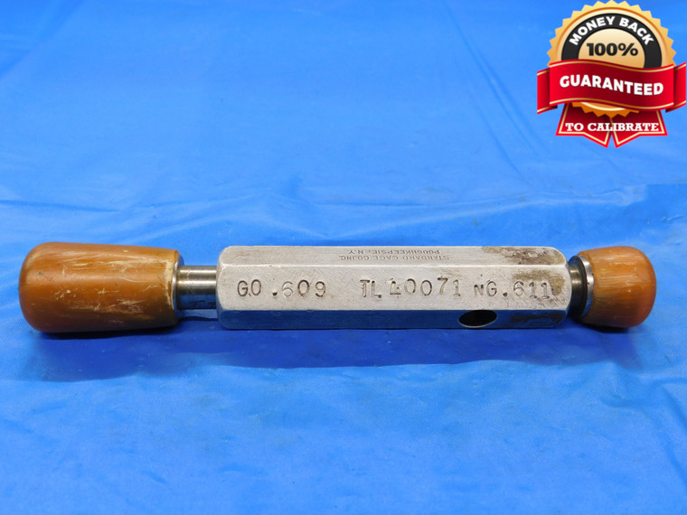 .609 & .611 PIN PLUG GAGE GO NO GO .6094 -.0004 39/64 15.469 mm .6090 .6110 - MB4047AP1