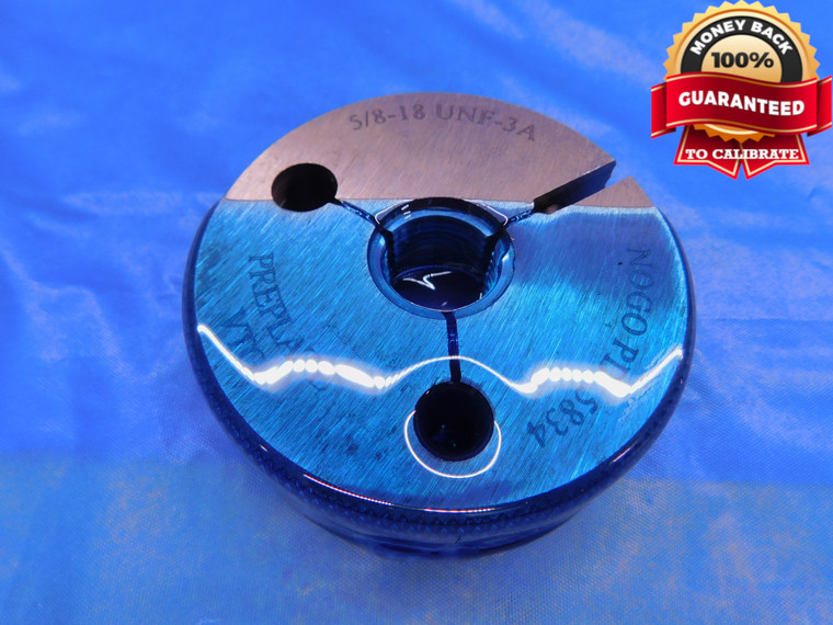 5/8 18 UNF 3A PREPLATE VERMONT THREAD RING GAGE .625 NO GO ONLY P.D. = .5834 - DW13852LVR