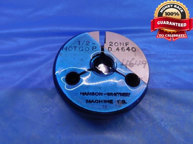 1/2 20 NF THREAD RING GAGE .5 .50 .500 .5000 NO GO ONLY P.D. = .4640 / .4649 UNF - DW13879RD