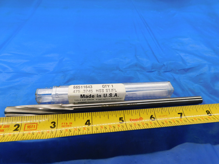 YANKEE .3745" O.D. HSS CHUCKING REAMER 19/64 SHANK SPIRAL 6 FLUTE 7" OAL 475 - MB4205AR1