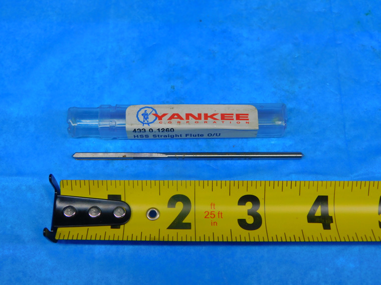 YANKEE .1260" O.D. HSS REAMER .11" SHANK 4 FLUTE 3 5/8 OAL 1/8 OVERSIZE - AR3700AR1