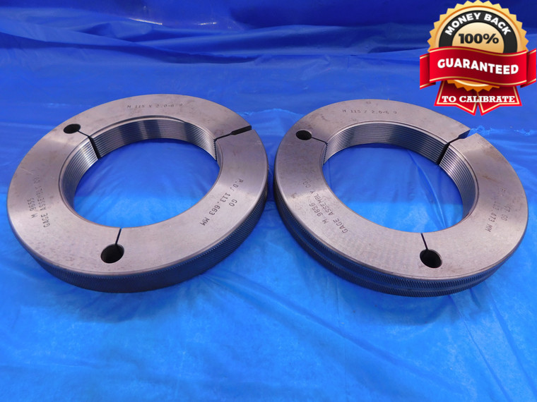 M115 X 2 6g THREAD RING GAGES 115.0 2.0 GO NO GO P.D.'S = 113.663 & 113.473 mm - DW14116RD