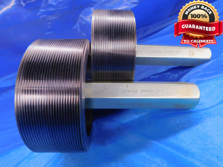 5 1/4 12 UN 3A SET THREAD PLUG GAGE 5.25 5.250 GO NO GO P.D.'S = 5.1959 & 5.1909 - DW14174RD