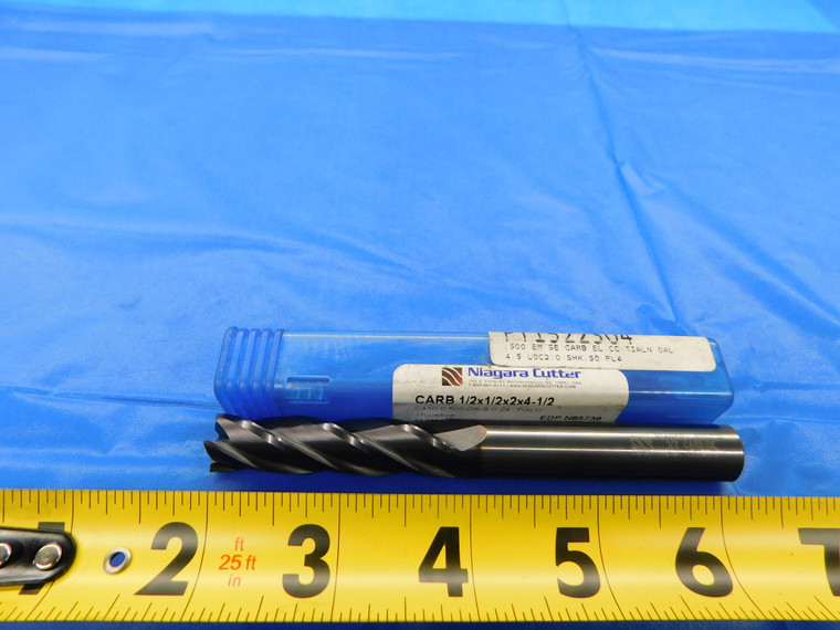 NIAGARA 1/2 O.D. 2" LOC TiAlN SQUARE CARBIDE END MILL 1/2 SHANK 4 FL N85738 .5 - MB4654AC1