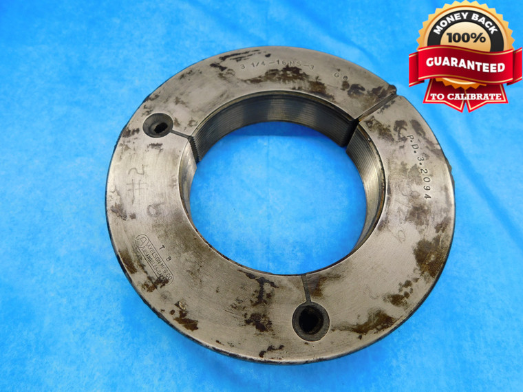 3 1/4 16 NS 3 THREAD RING GAGE 3.25 3.250 3.2500 GO ONLY P.D. = 3.2094 UNS-3A - DW14258RD