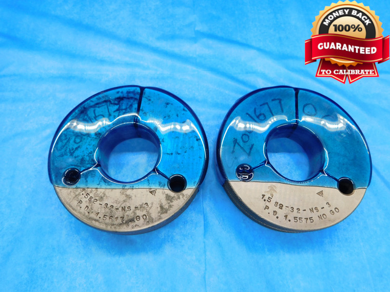 1.582 32 NS 3 THREAD RING GAGES 1.5820 GO NO GO P.D.'S = 1.5617 & 1.5575 - DW14286RD