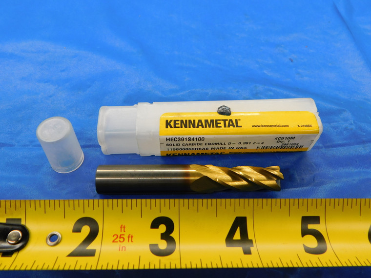 KENNAMETAL 25/64 O.D. TiN CARBIDE END MILL 27/64 SHANK 4 FL HEC391S4100 .390625 - MB4769AL1