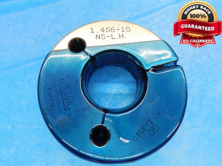 1.456 10 NS LEFT HAND THREAD RING GAGE 1.4560 GO ONLY P.D. = 1.3910 L.H. UNS-3A - DW14319RD