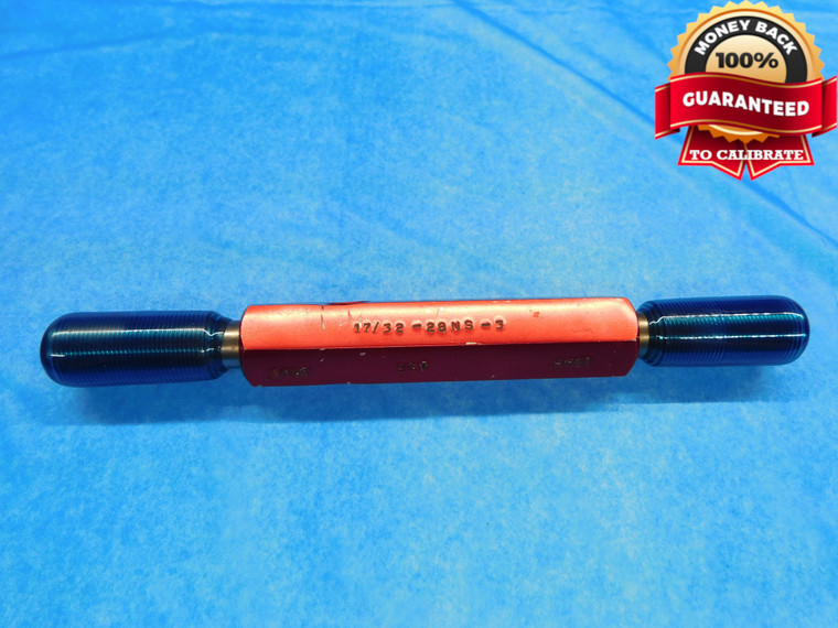 17/32 28 NS 3 SET THREAD PLUG GAGE .53125 GO NO GO P.D.'S = .5081 & .5051 CHECK - DW14332RD
