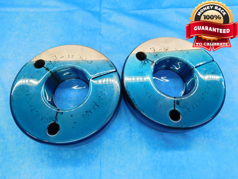 1 21/32 32 NS 3 THREAD RING GAGES 1.65625 1.6562 GO NO GO PDS = 1.6359 & 1.6317 - DW14447RD