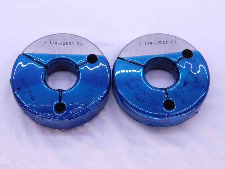1 1/4 12 UNF 2A THREAD RING GAGES 1.25 1.250 GO NO GO P.D.'S = 1.1941 & 1.1879 - DW14479AD2