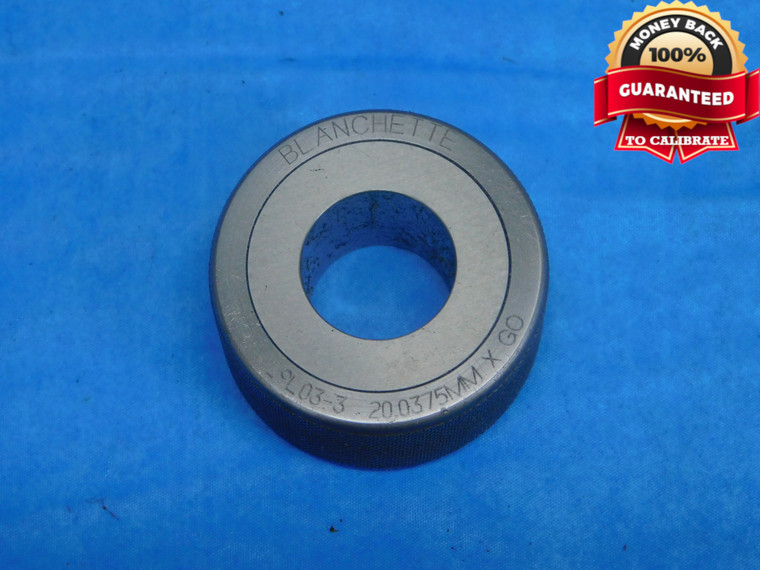 20.0375 CLASS X MASTER PLAIN BORE CARBIDE RING GAGE 20.000 20 mm .7889 - JP0135EY
