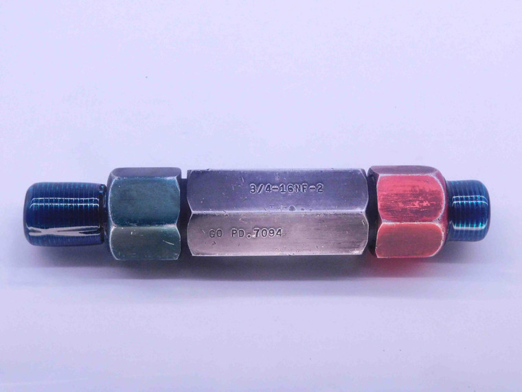 3/4 16 NF 2 THREAD PLUG GAGE .75 .750 GO NO GO P.D.'S = .7094 & .7139 UNF-2 - DW14685RD