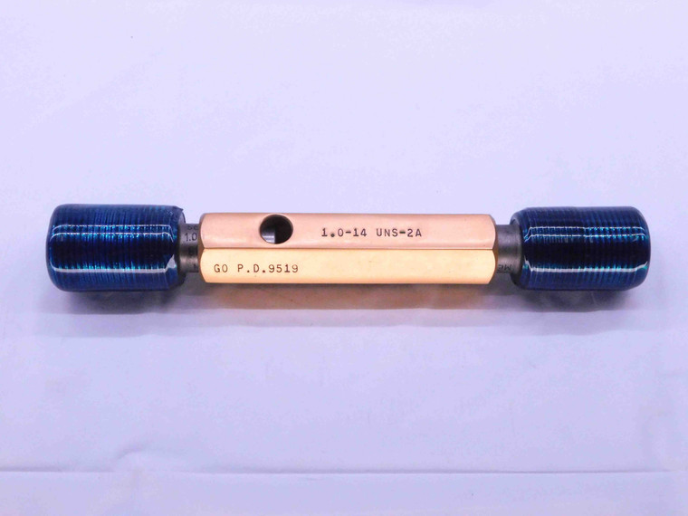 1" 14 UNS 2A SET THREAD PLUG GAGE 1.0 1.00 1.000 GO NO GO P.D.'S = .9519 & .9463 - DW14742AG2