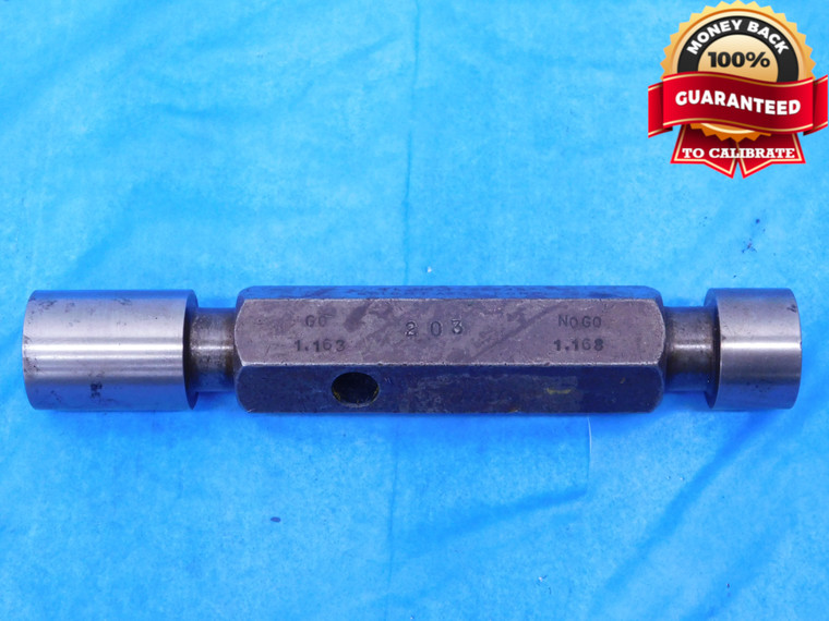 1.163 & 1.168 PIN PLUG GAGE GO NO GO 1.1719 -.0039 1 11/64 29.667 1.1630 1.1680 - MC0016AZ1
