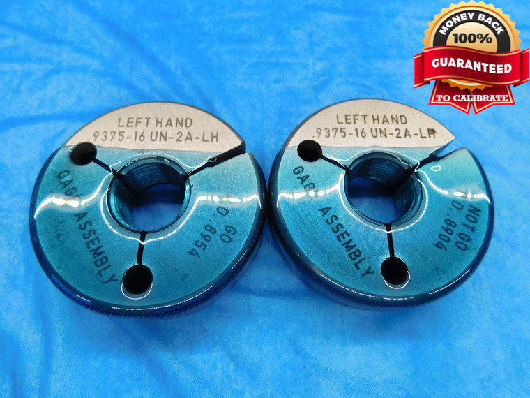 15/16 16 UN 2A LEFT HAND THREAD RING GAGES .9375 GO NO GO P.D.'S = .8954 & .8904 - DW14779AG2