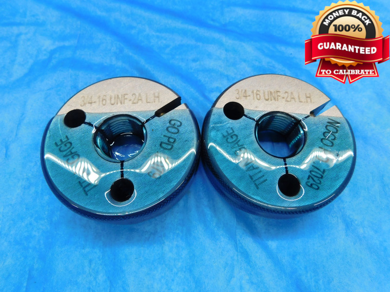 3/4 16 UNF 2A LEFT HAND THREAD RING GAGES .75 GO NO GO P.D.'S = .7079 & .7029 - DW14780AG2