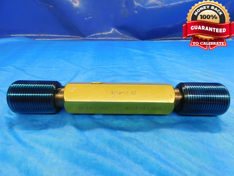 1 3/16 12 N 2 SET THREAD PLUG GAGE 1.1875 GO NO GO P.D.'S = 1.1334 & 1.1278 - DW14787RD