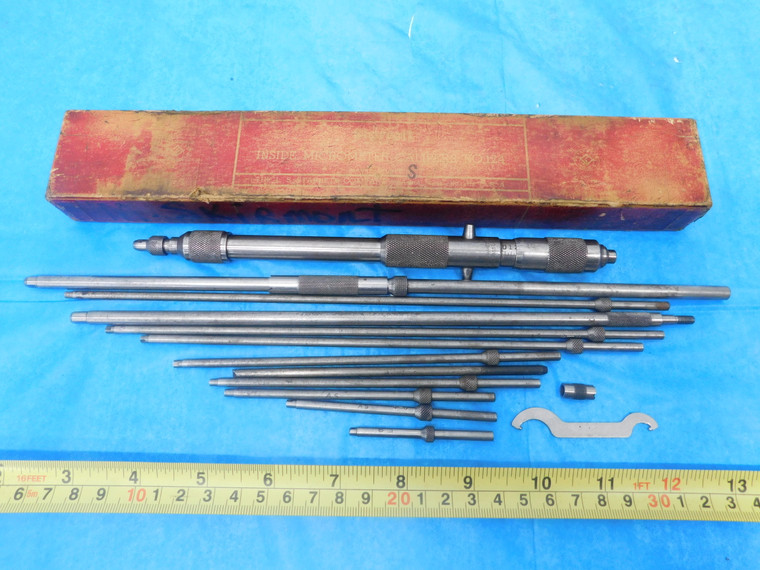 STARRETT NO.124 BOX W/ MECHANICAL SOLID-ROD INSIDE MICROMETER PIECES & PARTS MIC