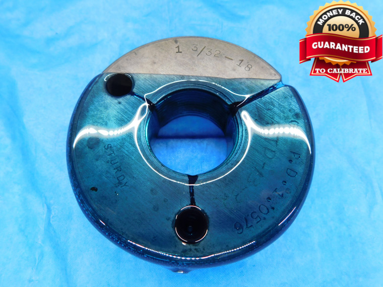 1 3/32 18 THREAD RING GAGE 1.09375 GO ONLY P.D. = 1.0576 1 3/32"-18 1.0937 - DW14826RD