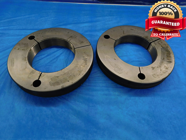 3 9/16 16 N 3 THREAD RING GAGES 3.5625 GO NO GO P.D.'S = 3.5219 & 3.5170 CHECK - DW14948RD