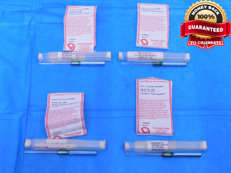 4 PCS CERTIFIED CALIBRATED .400 CLASS ZZ PIN PLUG GAGE .4063 -.0063 13/32 - MC0295AP1