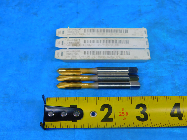 3PCS NEW O.S.G. 1/4 28 NF 3B HSS TiN SPIRAL POINT TAP 3 FLUTE .25 HY-PRO - JP0496AP1