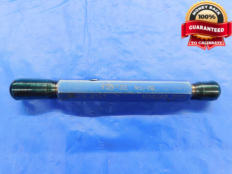 .393 32 NS 2B THREAD PLUG GAGE .3930 GO NO GO P.D.'S = .3727 & .3771 UNS-2B - DW15291LVR