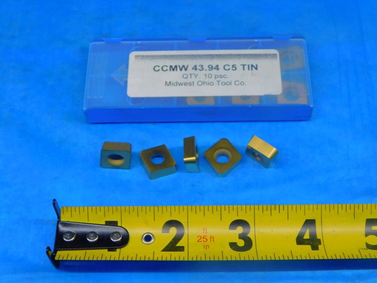 10PCS NEW MIDWEST OHIO TOOL CCNW 43.94 C5 TiN COATED CARBIDE TURNING INSERTS - AR5481RDT