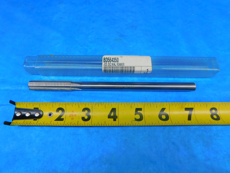 .4350" O.D. HSS CHUCKING REAMER 3/8 SHANK 6 FLUTE 1 3/4 LOC 7" OAL MADE IN USA - FAX-AR5634