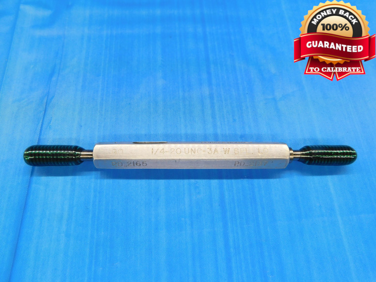 1/4 20 UNC 3A SPL .001 UNDER SIZE SET THREAD PLUG GAGE .25 GO NO GO= .2165 .2137 - DW15348EY
