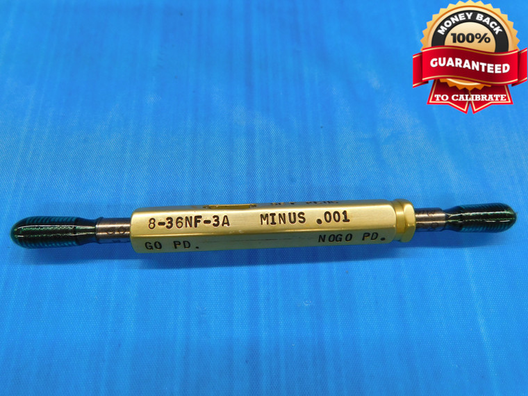 8 36 NF 3A .001 UNDERSIZE SET THREAD PLUG GAGE #8 .164 GO NO GO = .1450 & .1429 - DW15354EY
