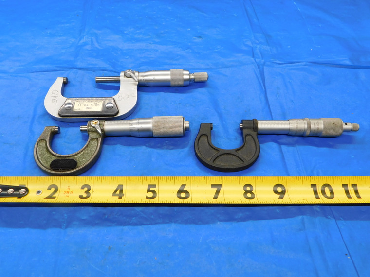 3PC OUTSIDE MICROMETERS 0 - 1" & 1" - 2" NEED CALIBRATED NOT FOR PRECISION WORK - MB6325LVR