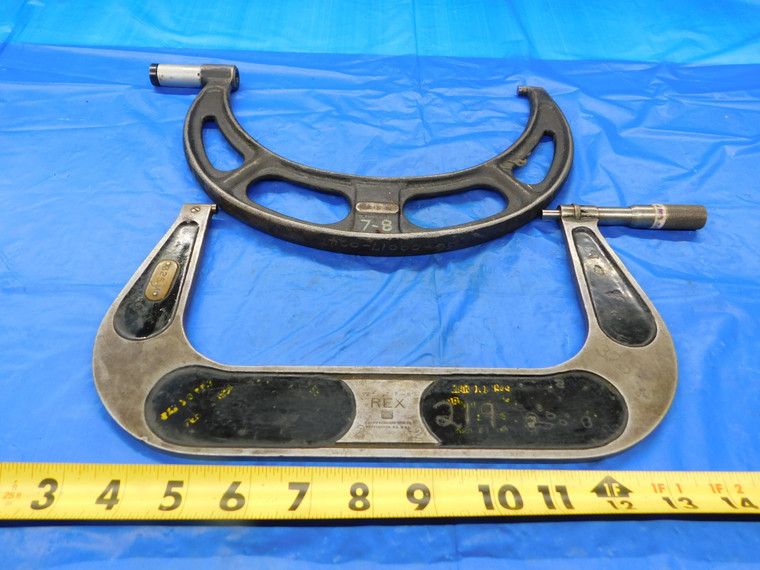 2PC STARRETT / BROWN & SHARPE 7" - 8" OUTSIDE MICROMETERS NOT WORKING FOR PARTS  - MB6546AP1