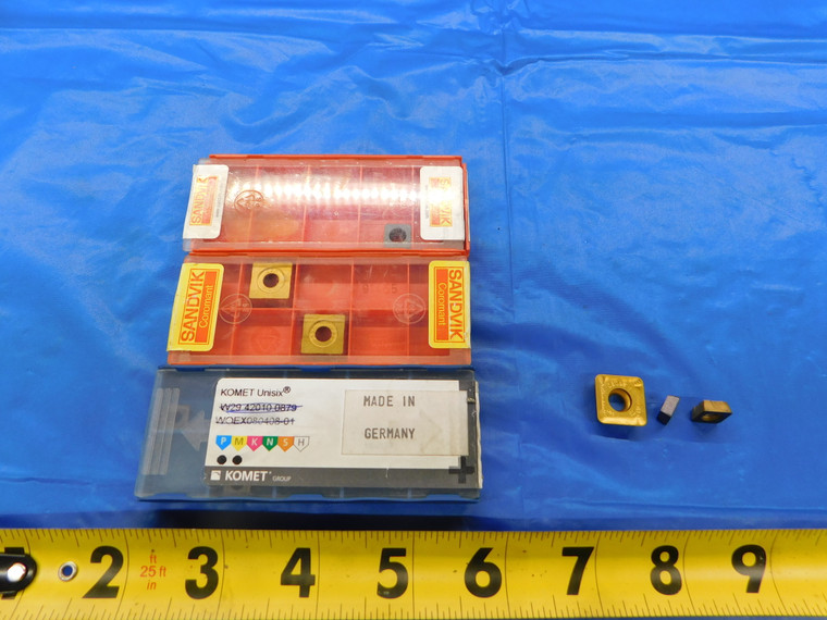 11 PCS SANDVIK / KOMET TiN / UNCOATED CARBIDE TURNING INSERTS SQUARE INDEXABLE - MB6681RDT