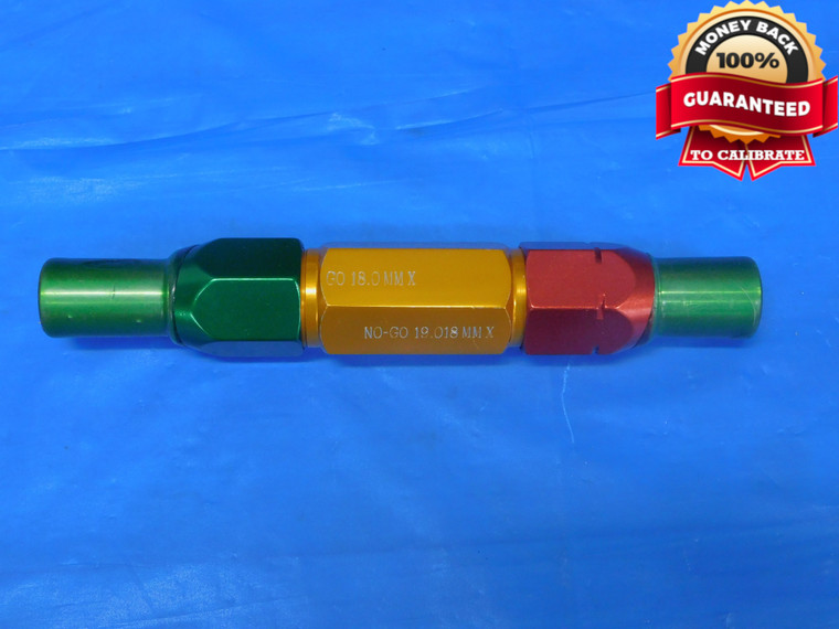 18.0 & 19.018 CLASS X METRIC PIN PLUG GAGE GO NO GO ONSIZE 18 mm .7087 18.000 - JP0841RD