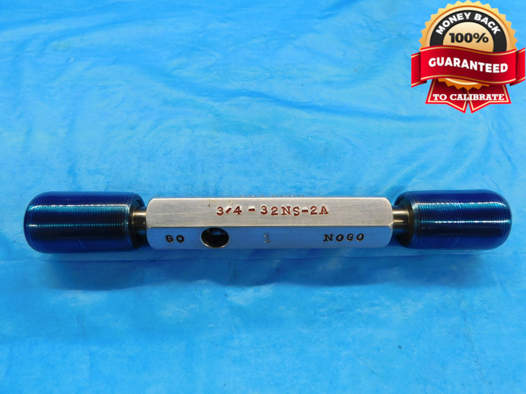 3/4 32 NS 2A DOUBLE LEAD SET THREAD PLUG GAGE .75 GO NO GO PD'S = .7286 & .7250 - DW15923RD