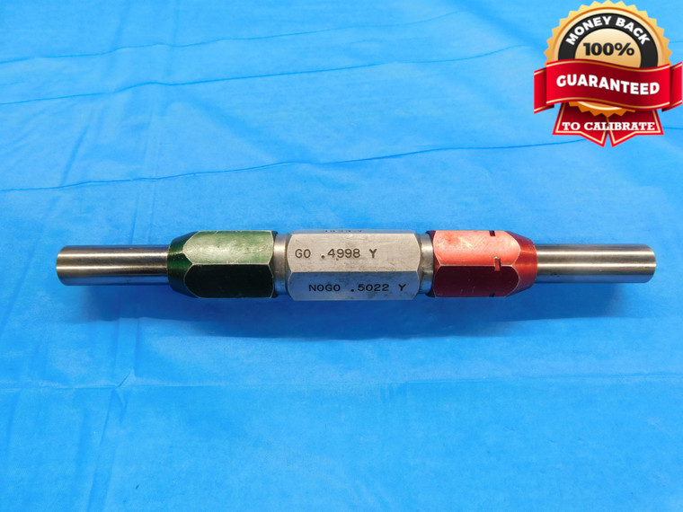 .4998 & .5022 CL Y PIN PLUG GAGE GO NO GO .5000 -.0002 UNDERSIZE 1/2 12.756 mm - DW15975AZ1